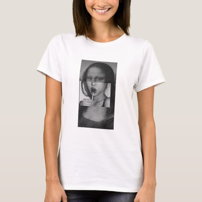 Camiseta Monalisa with a Lollipop T-Shirt B&W (Anverso)
