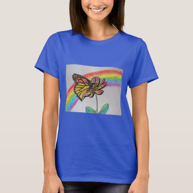 Camiseta Monarca Arcoiris Mariposa Pintura De Mujeres En Ca (Anverso)