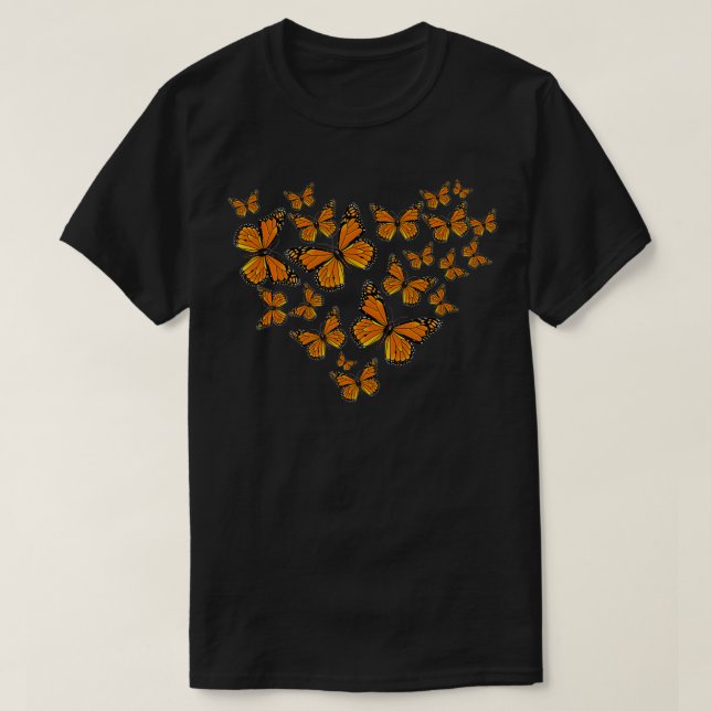 Camiseta Monarca Butterflies Patrón Corazón Encantador (Diseño del anverso)
