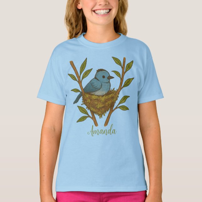 Camiseta Monarca de paja negra enclavada entre las hojas (Anverso)