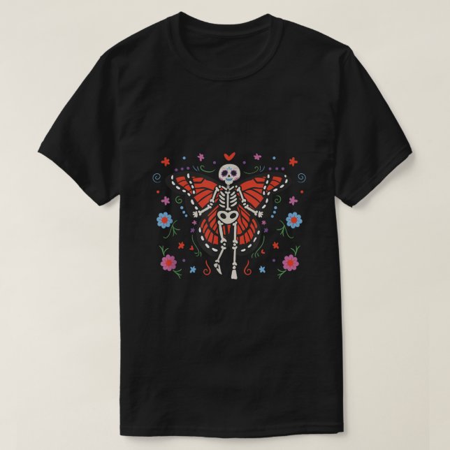 Camiseta Monarca del cráneo del azúcar muerto (Diseño del anverso)