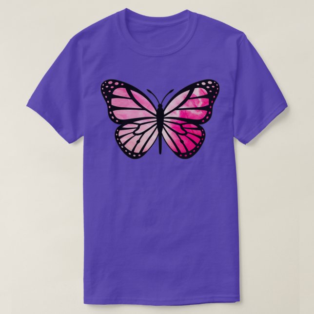 Camiseta Monarca rosada mariposa colorida Monarca (Diseño del anverso)