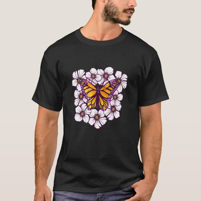 Camiseta Monarch Butterfly flowers artwork (Anverso)