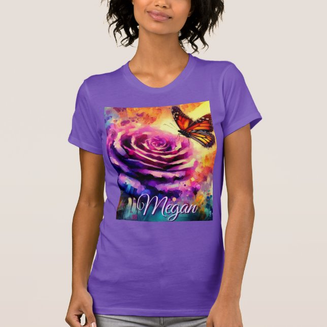 Camiseta Monarch Butterfly on Rose at Sunset Personalized (Anverso)