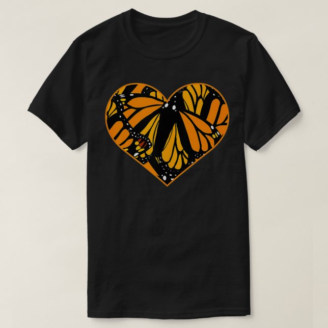 Camiseta Monarch Butterfly Wing Heart Pattern Cool Nature  (Diseño del anverso)