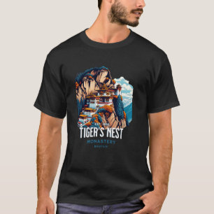 Camiseta Monasterio de nido de tigre, Bután, cultura paro h