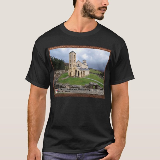 Camiseta MONASTERIOS SERBIOS - Monasterio ortodoxo Sopoćani (Anverso)