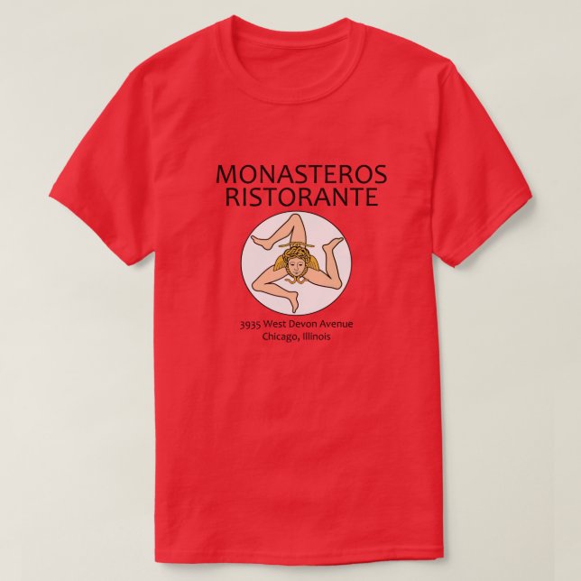 Camiseta Monasteros Ristorante, Chicago, Illinois (Diseño del anverso)
