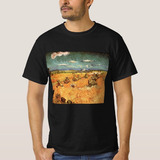 Camiseta Mondas de trigo con segador de Vincent van Gogh (Anverso)