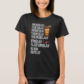 Camiseta Monday Coffee Friday Wine     Week   Party Jokes