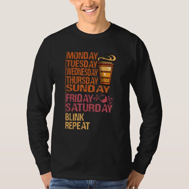 Camiseta Monday Coffee Friday Wine   Week  Party Jokes 1 (Anverso)