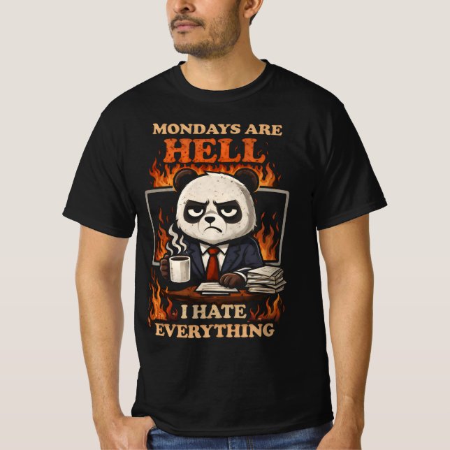 Camiseta mondays are hell grumpy Panda Office Work (Anverso)
