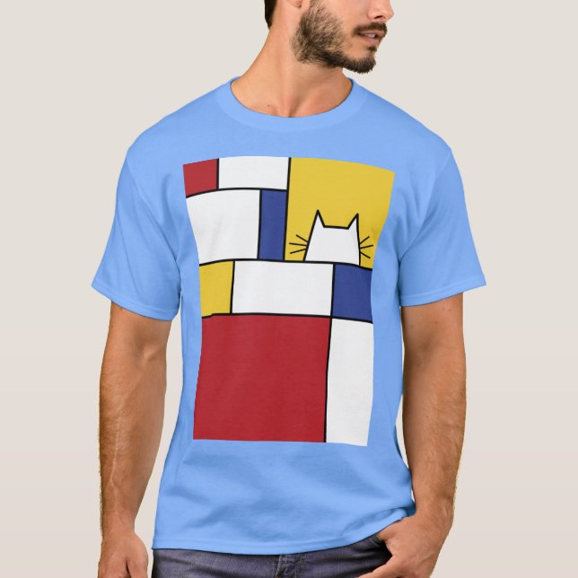 Camiseta Mondrian Cat boy girl retro (Anverso)