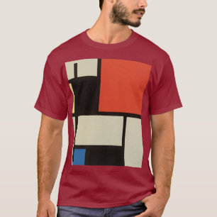 Camiseta Mondrian Composition Moderno Resumen Maroon