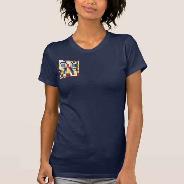 Camiseta Mondrian de Piet dinámico y colorido (Anverso)