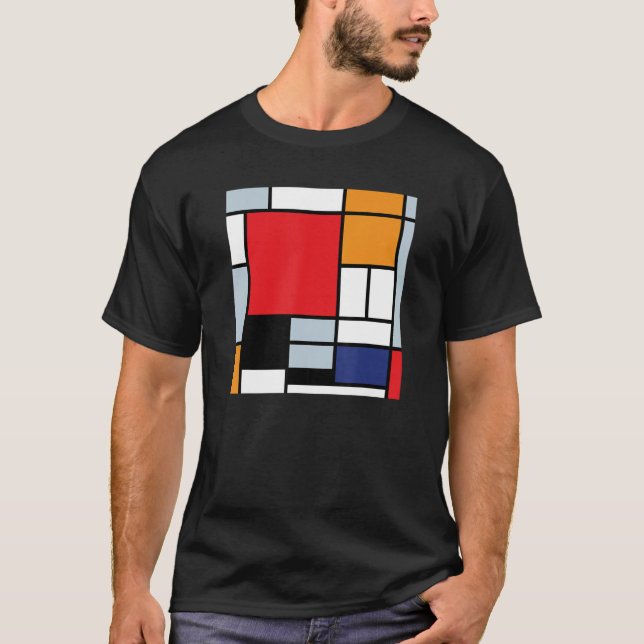 Camiseta Mondrian de tubería - Composición con el plano roj (Anverso)
