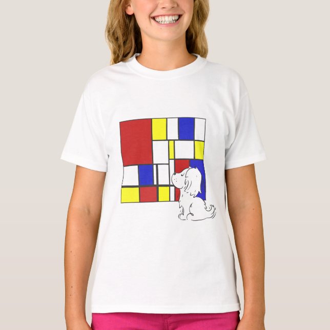 Camiseta Mondrian Inspirado Manzanilla (Anverso)