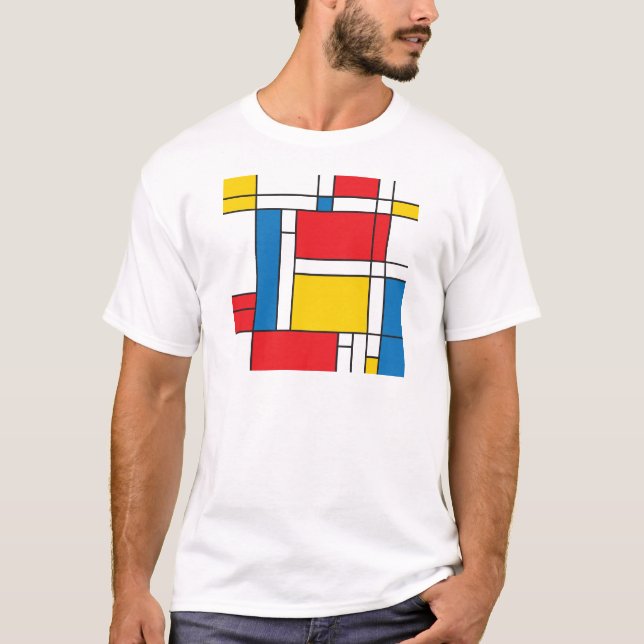 Camiseta Mondrian moderno inspiró el modelo gráfico (Anverso)