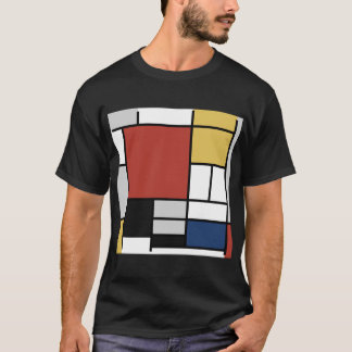 Camiseta Mondrian Pintura de Plano Rojo Amarillo Azul Gris 