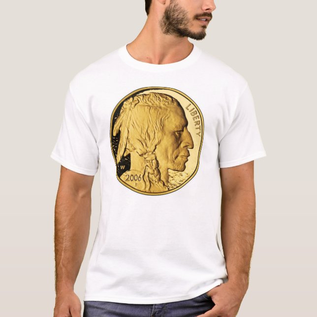 Camiseta Moneda de la Moneda de Oro Americana Nativa Mens T (Anverso)