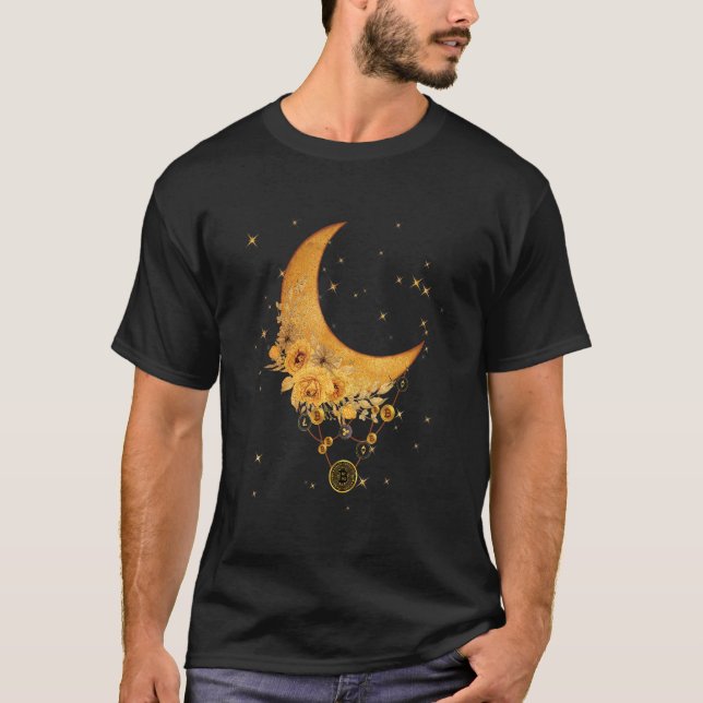 Camiseta Moneda Virtual En La Luna Gráfico Espiritual Btc (Anverso)