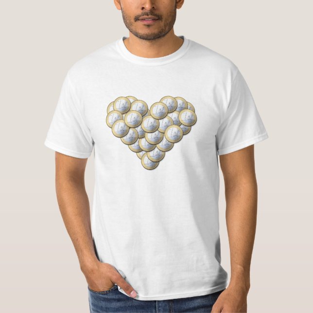 Camiseta Monedas Euro - patrón de corazón - camisa, elegir  (Anverso)