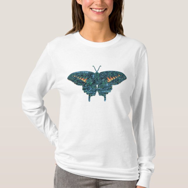 Camiseta Monet de arte de pintura con mariposa azul (Anverso)