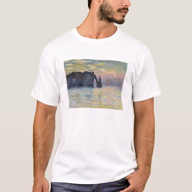 Camiseta Monet - Manneport, acantilado en Etretat, Sunset (Anverso)