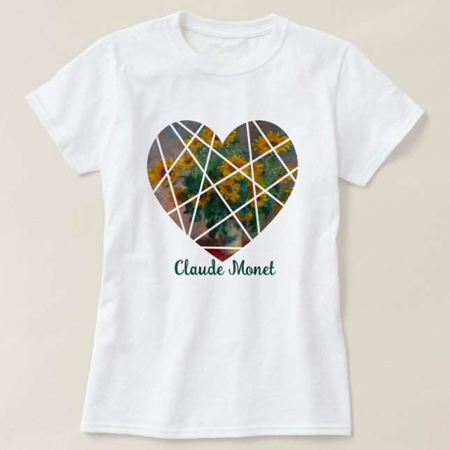 Camiseta Monet Sunflowers Heart Personalized Quote Design (Diseño del anverso)