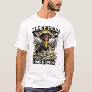 Camiseta Money Dog Angel Rich Black Dog Funny Design
