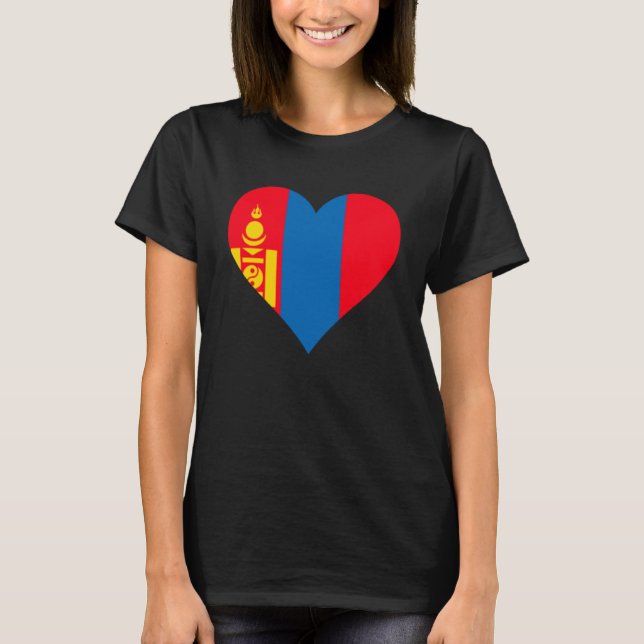 Camiseta Mongolia Bandera Corazón Mongolia Regalos Amor Mon (Anverso)