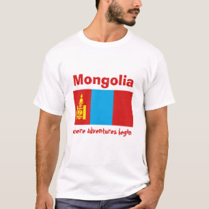Camiseta Mongolia Bandera + Mapa + Texto