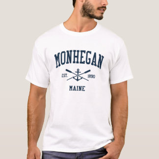 Camiseta Monhegan ME Vintage Navy cruzó Oars & Anchor