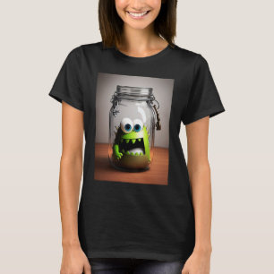 Camiseta monito monstruo pequeño en un tarro de Halloween f