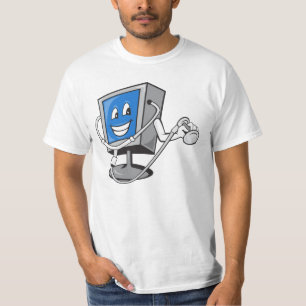 Camiseta Monitor del ordenador TV con el estetoscopio del