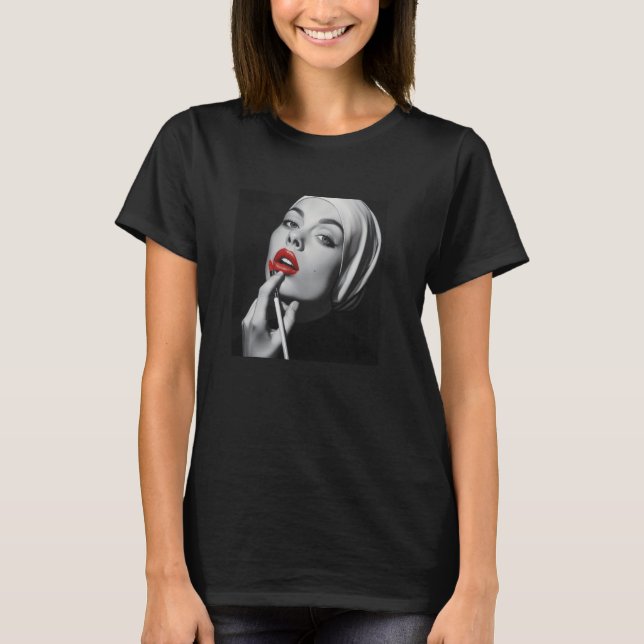 Camiseta monja rebelde con lápiz labial, monja rebelde (Anverso)