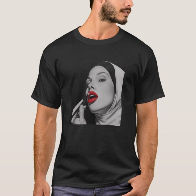 Camiseta monja rebelde con lápiz labial, monja rebelde (Anverso)