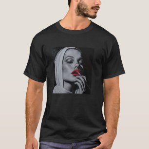 Camiseta monja rebelde con lápiz labial, monja rebelde
