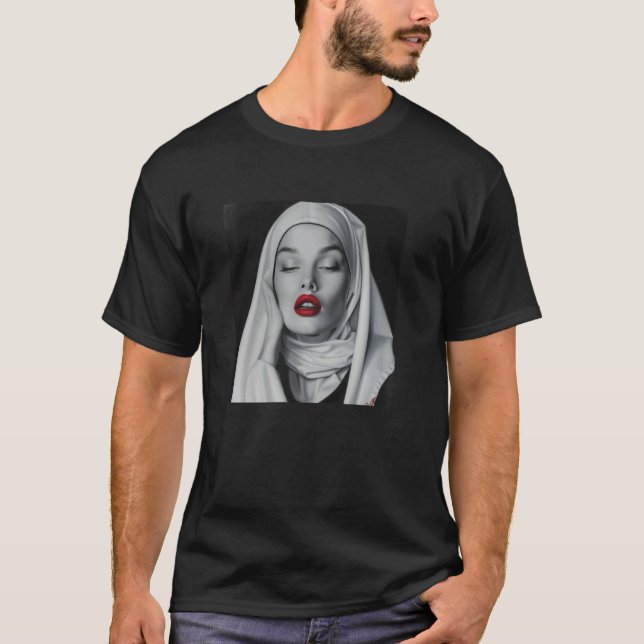 Camiseta monja rebelde con lápiz labial, monja rebelde (Anverso)