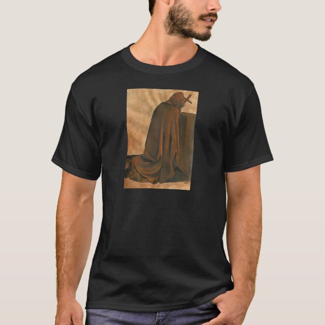 Camiseta Monje Gregoriano En La Oración Usando Cassock Con  (Anverso)