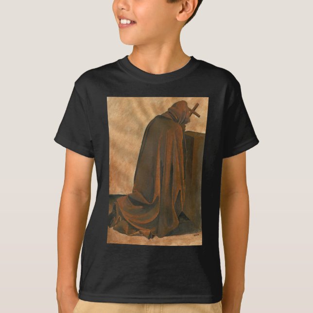 Camiseta Monje Gregoriano En La Oración Usando Cassock Con  (Anverso)