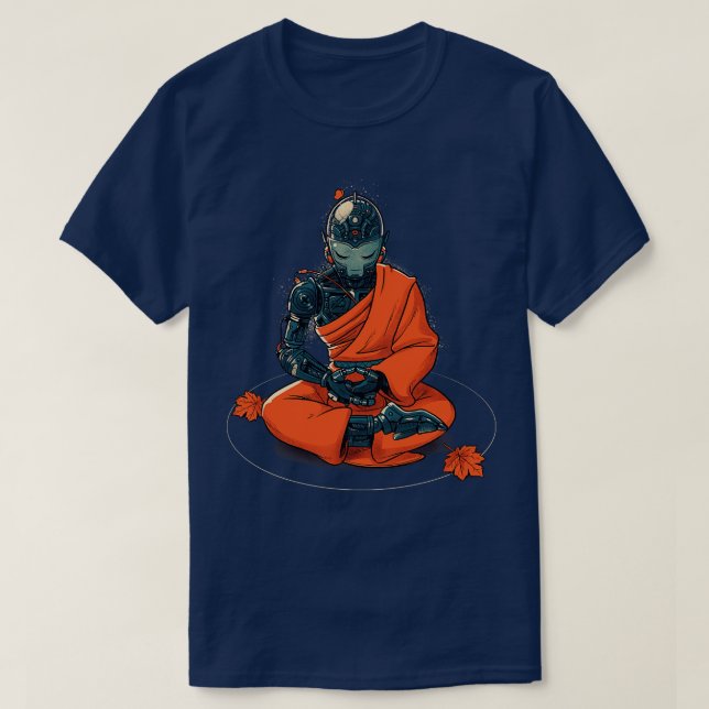 Camiseta Monje robot meditado por Tobe Fonseca (Diseño del anverso)