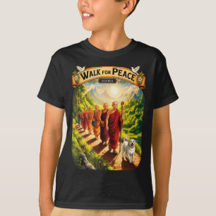 Camiseta Monjes caminando por la paz con perro aloka