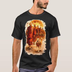 Camiseta Monjes que caminan en paz y perro aloka caminan po