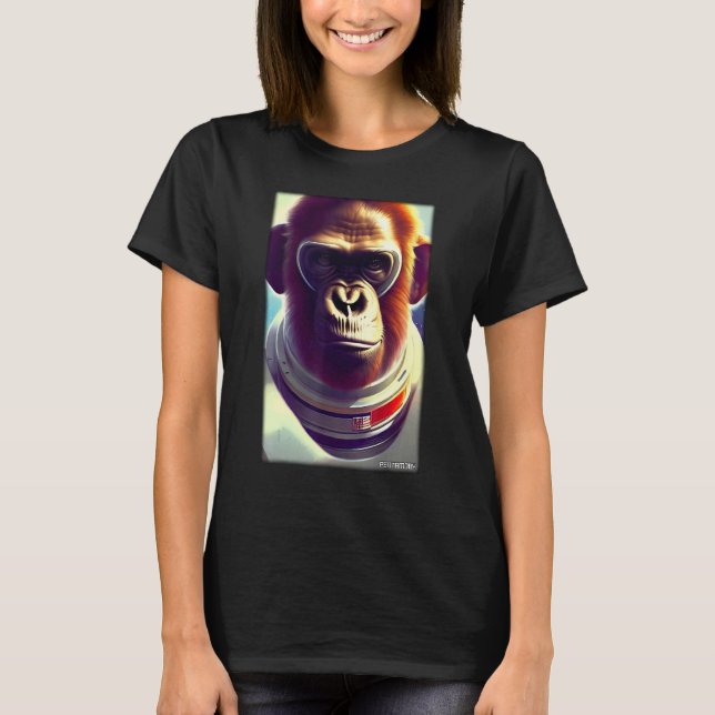Camiseta Monkey Ape Animal Astronaut Space Universe Galaxy  (Anverso)