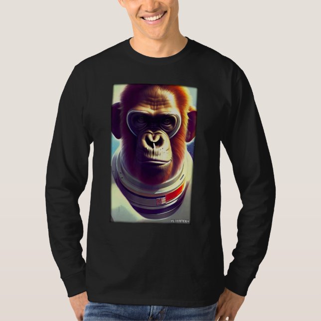 Camiseta Monkey Ape Animal Astronaut Space Universe Galaxy  (Anverso)