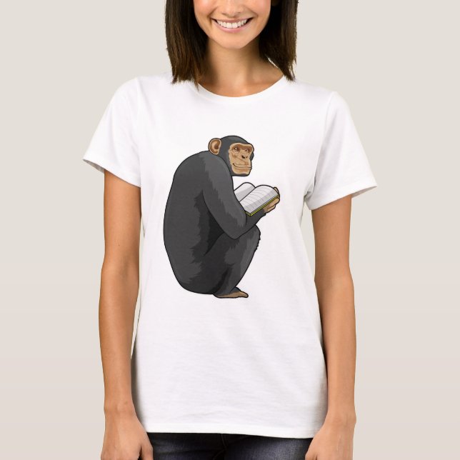 Camiseta Monkey as Nerd with Book (Anverso)