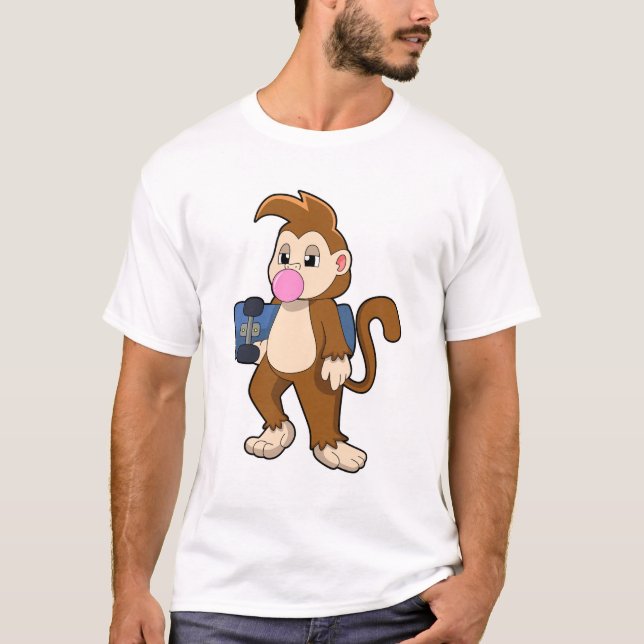 Camiseta Monkey as Skater with Skateboard (Anverso)