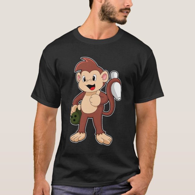 Camiseta Monkey at Bowling with Bowling ball (Anverso)