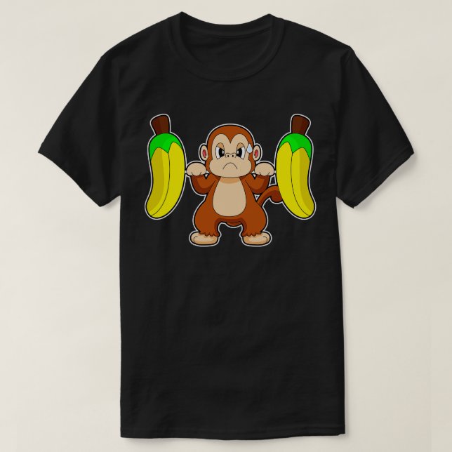 Camiseta Monkey Banana Bodybuilding Dumbbell (Diseño del anverso)
